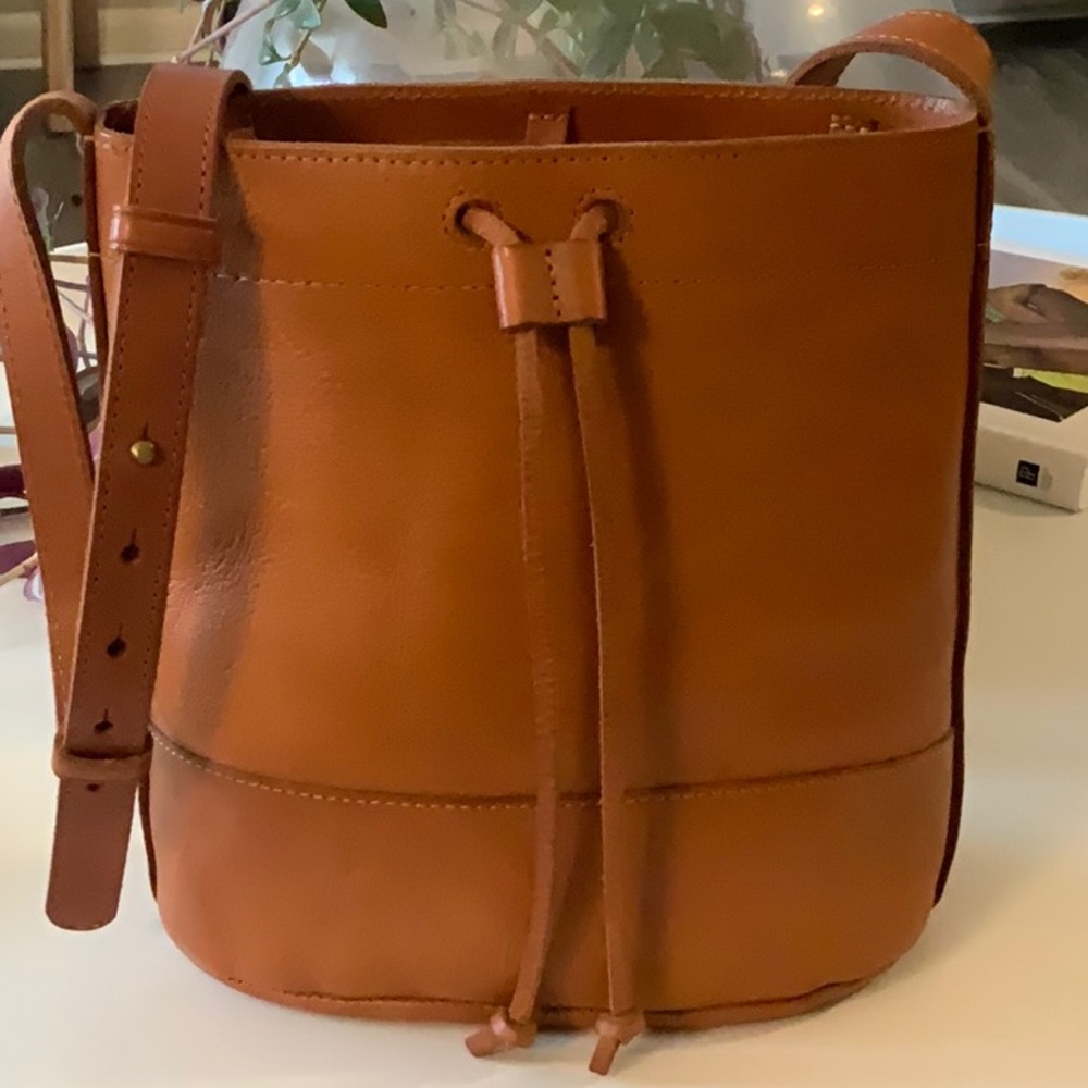 Real leather bucket purse